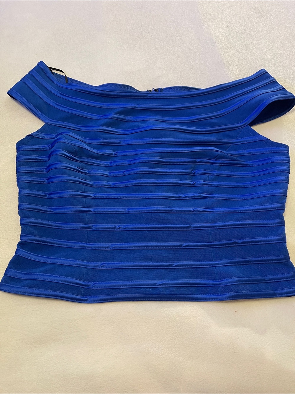 Signature Off-Shoulder Bandage Crop Top in Royal Blue